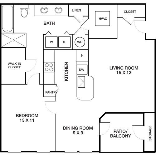 the floor plan for a two bedroom apartment at The Peachtree Park
